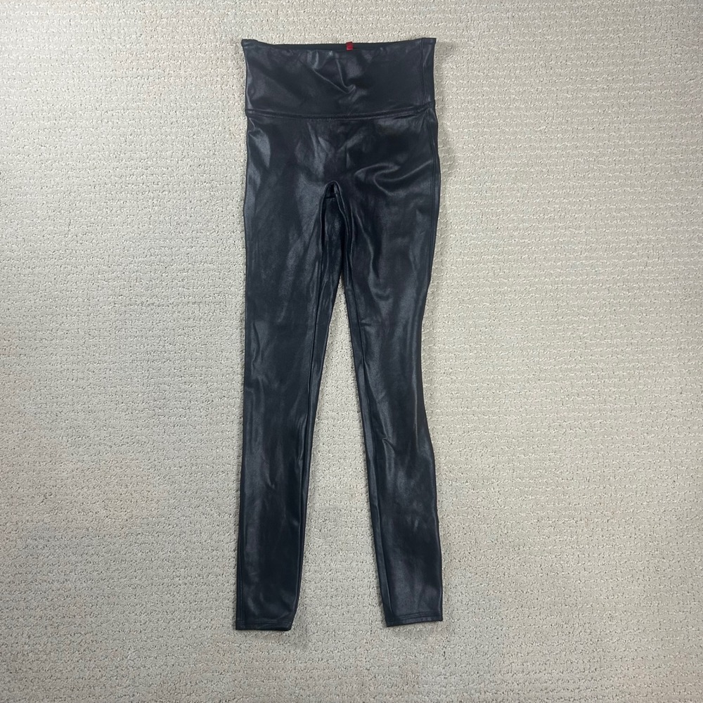 SPANX Faux‎ Leather Leggings Women's Size S/P Black Shaping High Waist Tights